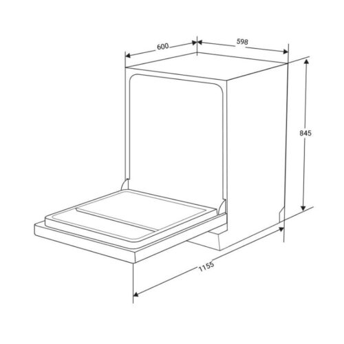 Kích thước máy rửa bát độc lập Tomate TOM 7601‐W15F