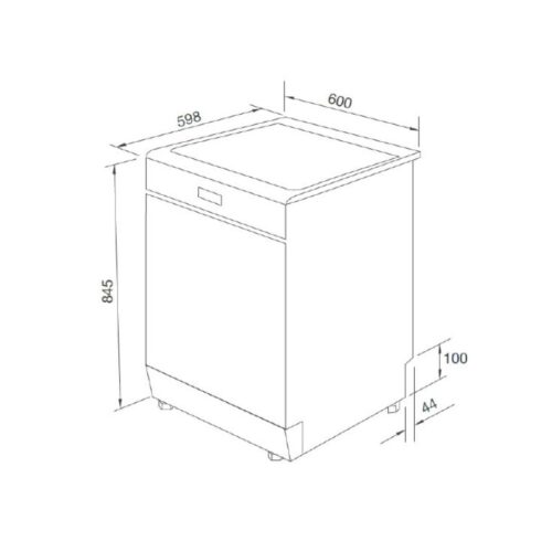 Kích thước máy rửa bát độc lập Tomate TOM 4304‐W15